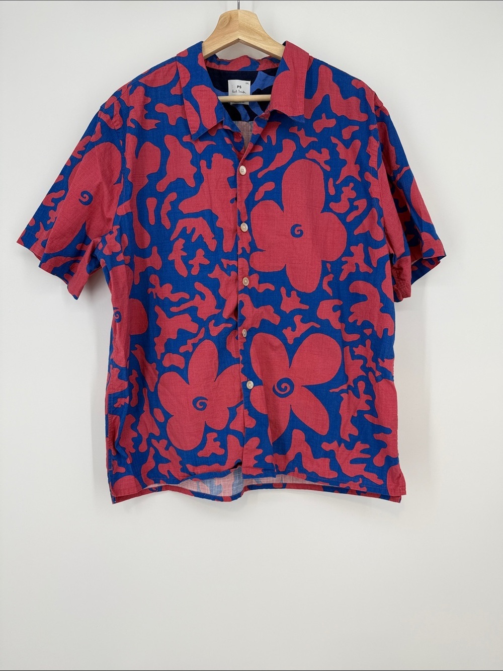 Paul Smith Blue & Red Floral Short-Sleeve Button-Down Shirt